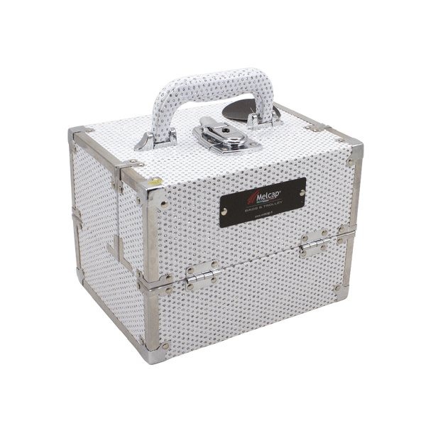 Beauty Case Mini Strass Trucchi e Manicure con ripiani scorrevoli bianco/rosa Melcap