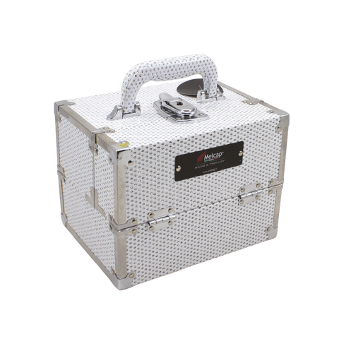 Beauty Case Mini Strass Trucchi e Manicure con ripiani scorrevoli bianco/rosa Melcap