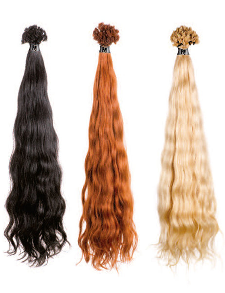 10 ciocche extension professionali a cheratina SHE 55 60 cm Capelli Mossi colori mesciati