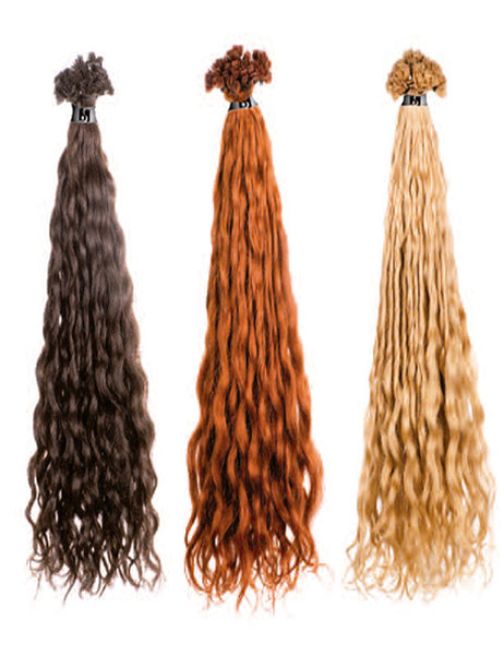 10 ciocche extension professionali a cheratina SHE 55 60 cm Capelli Ricci colori naturali
