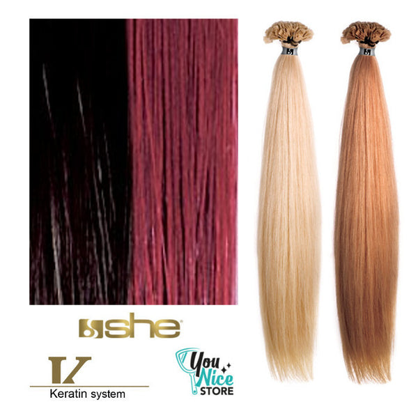 10 ciocche extension professionali a cheratina SHE 30-40 cm Capelli lisci mesciati