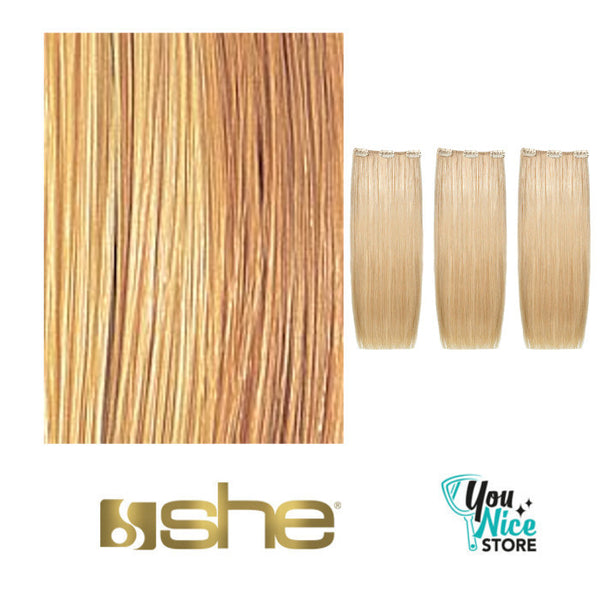 3 fasce extension professionali SHE Easy 20 con clips 50 55 cm Capelli lisci colori mesciati