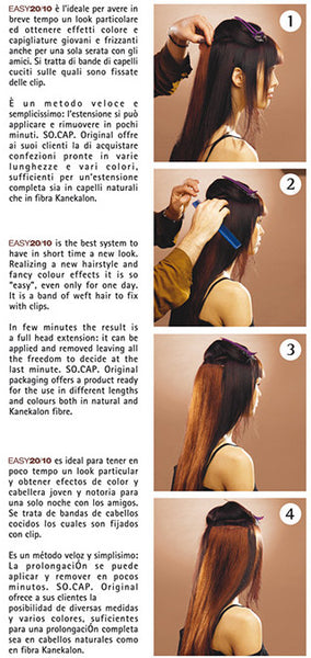 1 fascia extension professionali con 3 clips Socap Original 50 55 cm Capelli lisci colori naturali