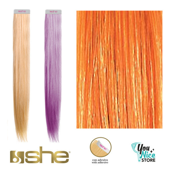 4 strisce extension professionali adesive SHE 55 60 cm Capelli Lisci colorati
