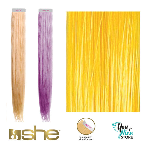 4 strisce extension professionali adesive SHE 40 45 cm Capelli Lisci colorati