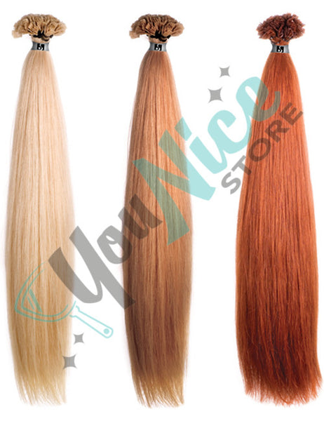 10 ciocche extension professionali a cheratina SHE.60-70 cm Capelli lisci colori naturali