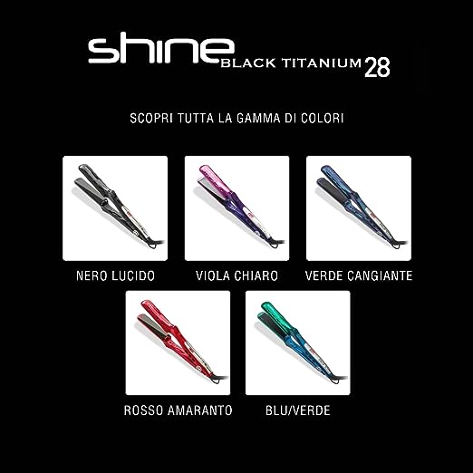 SHINE BLACK TITANIUM 28 Piastra per capelli in titanio e nano tormalina SHE