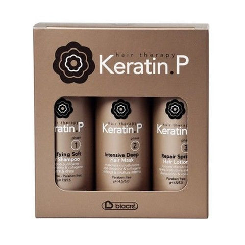 KIT 3x100 ML shampoo maschera lozione spray KERATIN P. BIACRE'