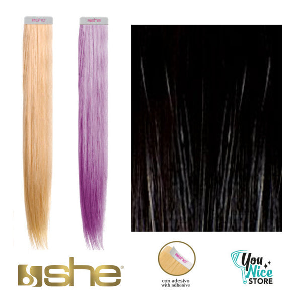 4 strisce extension professionali adesive SHE 55 60 cm Capelli lisci colori naturali