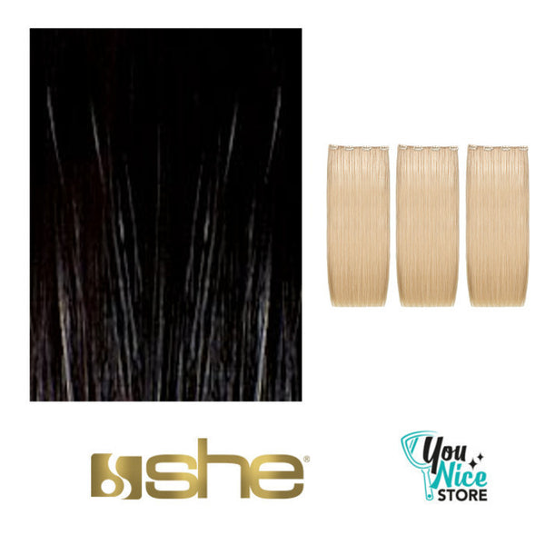 3 fasce extension professionali con clip SHE THREEASY 50 55 cm Capelli lisci colori naturali