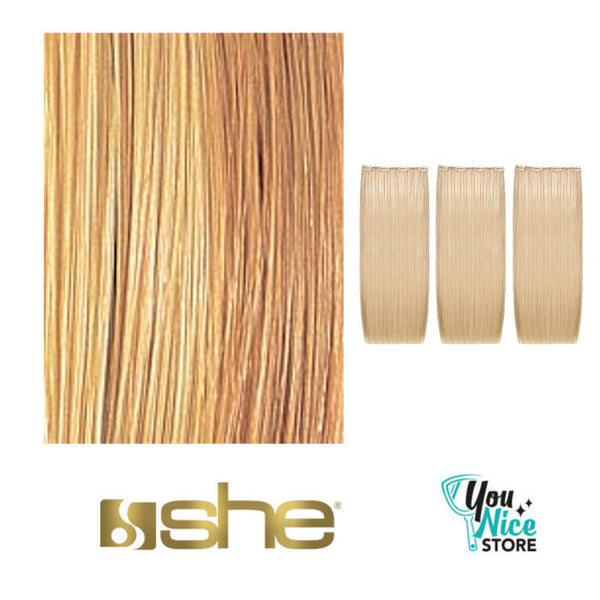 3 fasce extension professionali con clip SHE THREEASY 50 55 cm Capelli lisci colori mesciati