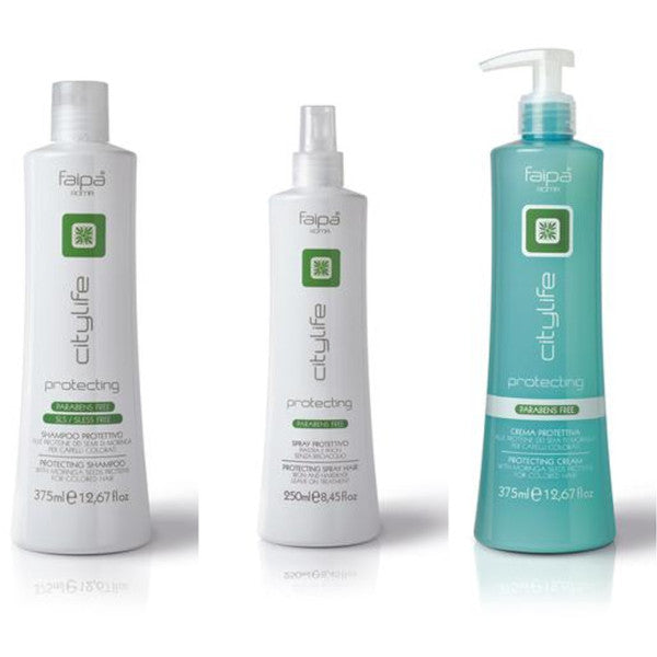 Kit trattamento capelli colorati Faipa Linea Protecting Shampoo + Crema + Spray