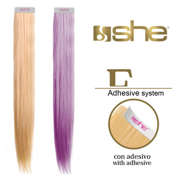 4 strisce extension professionali adesive SHE 55 60 cm Capelli Lisci colorati