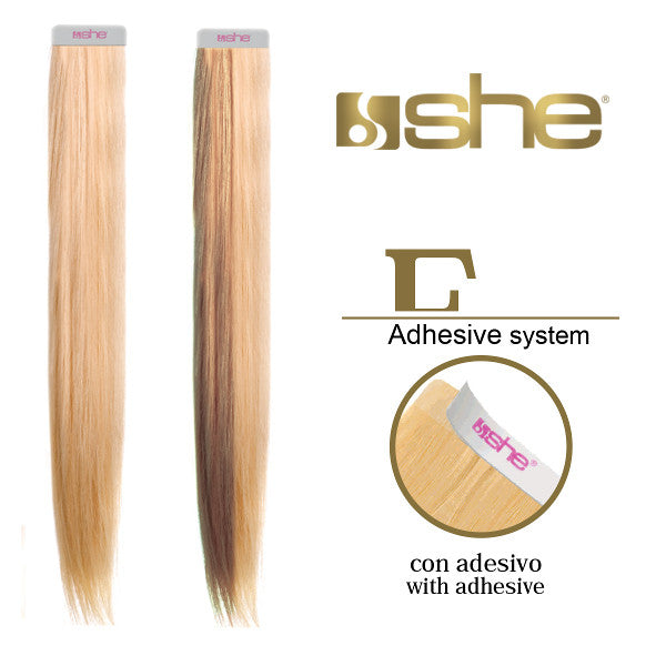 4 strisce extension professionali adesive SHE 40 45 cm Capelli lisci colori naturali