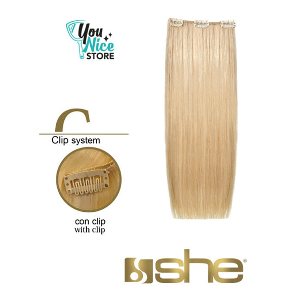 1 fascia extension professionali SHE Easy one clip 50 55 cm Capelli lisci colori naturali