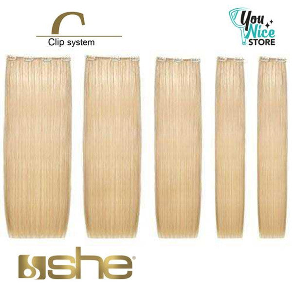 Kit 5 fasce extension professionali, SHE EASY LONG HAIR. 50 55 cm Capelli lisci. Colori mesciati.