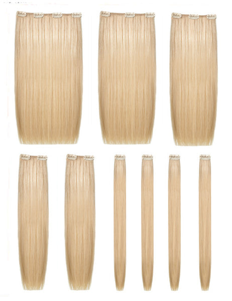 Kit 9 fasce extension professionali, SHE EXTENCLIP. 40 45 cm Capelli lisci. Colori naturali.