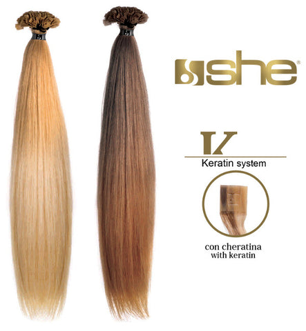 10 ciocche extension professionali a cheratina SHE 40-45 cm Capelli lisci shatush