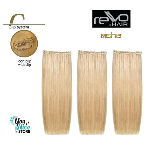 3 fasce extension professionali con clip SHE Rewo Line Joy 50 55 cm Capelli lisci colori naturali