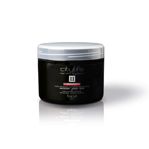 Maschera ristrutturante alla CHERATINA con olio di MACADAMIA ARGAN OLIVA. FAIPA Keratin System