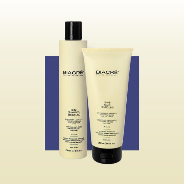 Kit SHINE SHAMPOO E MASK SEMI DI LINO per capelli trattati Biacrè