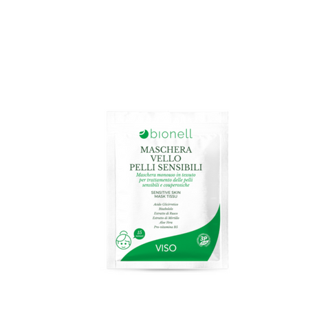 Maschera viso monouso in tessuto Vello pelli sensibili Bionell